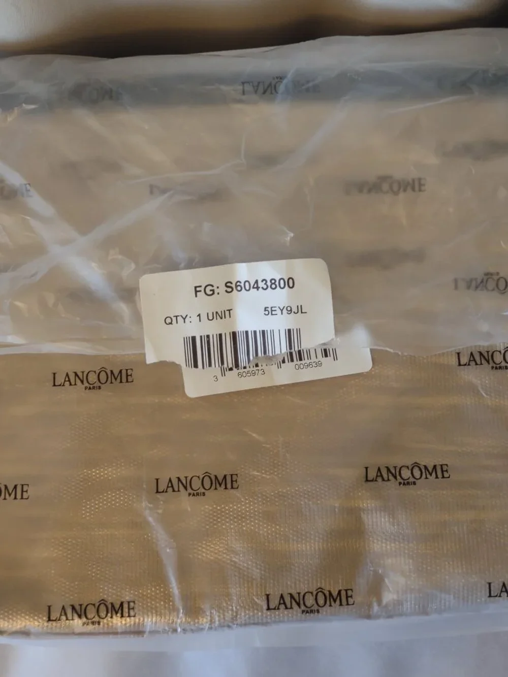 Lancome Paris Gold Metallic Makeup Bag Cosmetic Pouch Zipper Large NEW